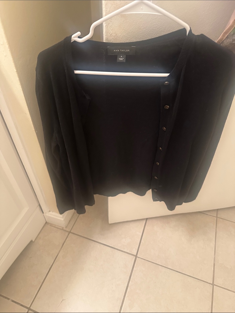 Ann Taylor Black Button-Front Cardigan